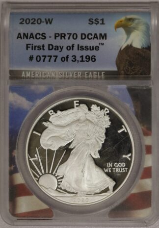 Auction - 2020 W American Silver Eagle ANACS PR70 DCAM - First Day Of Issue