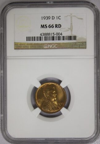 1939-D Lincoln Cent NGC MS66 RD