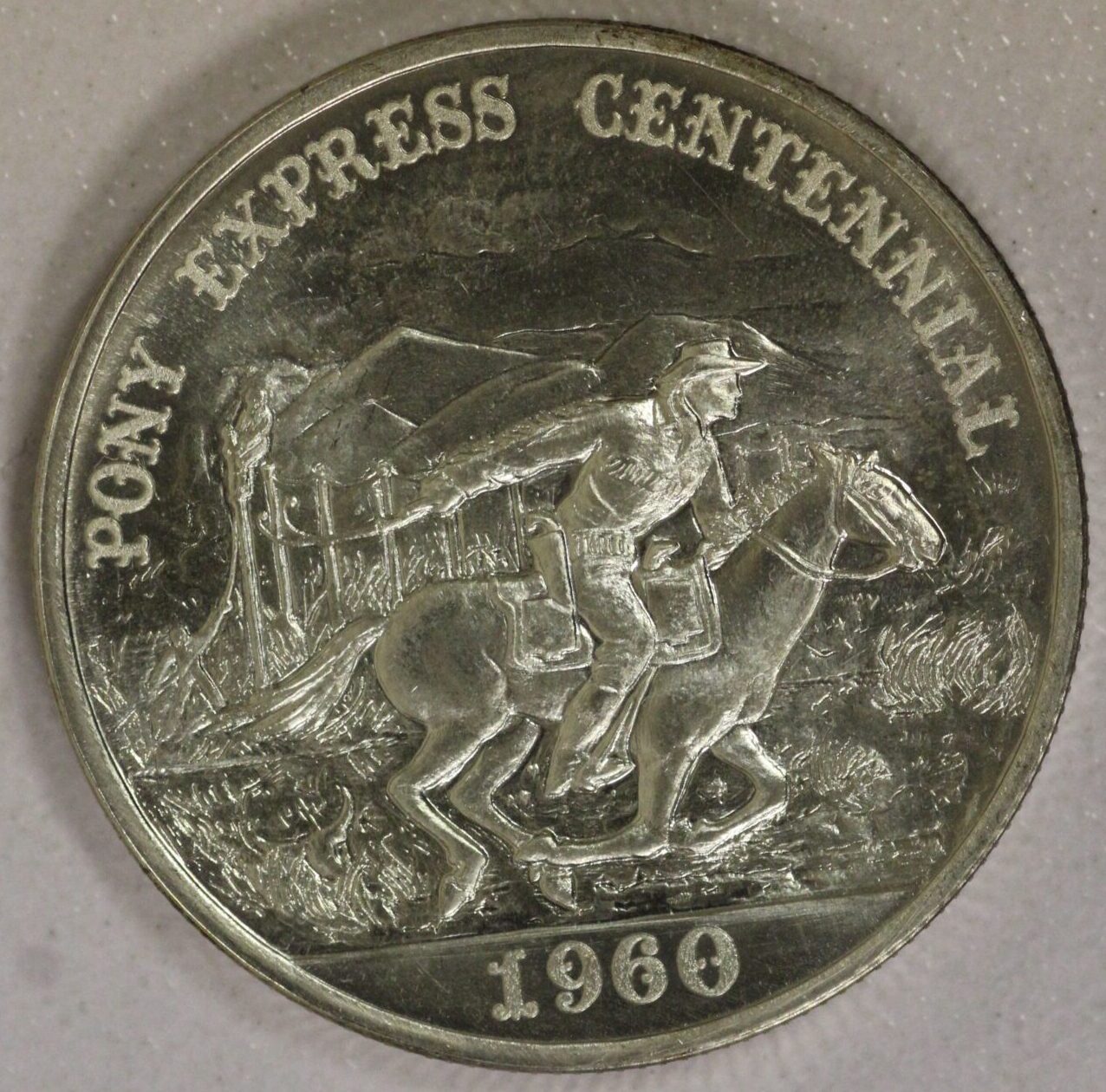 1960 Pony Express Centennial Heraldic Art Medal Silver