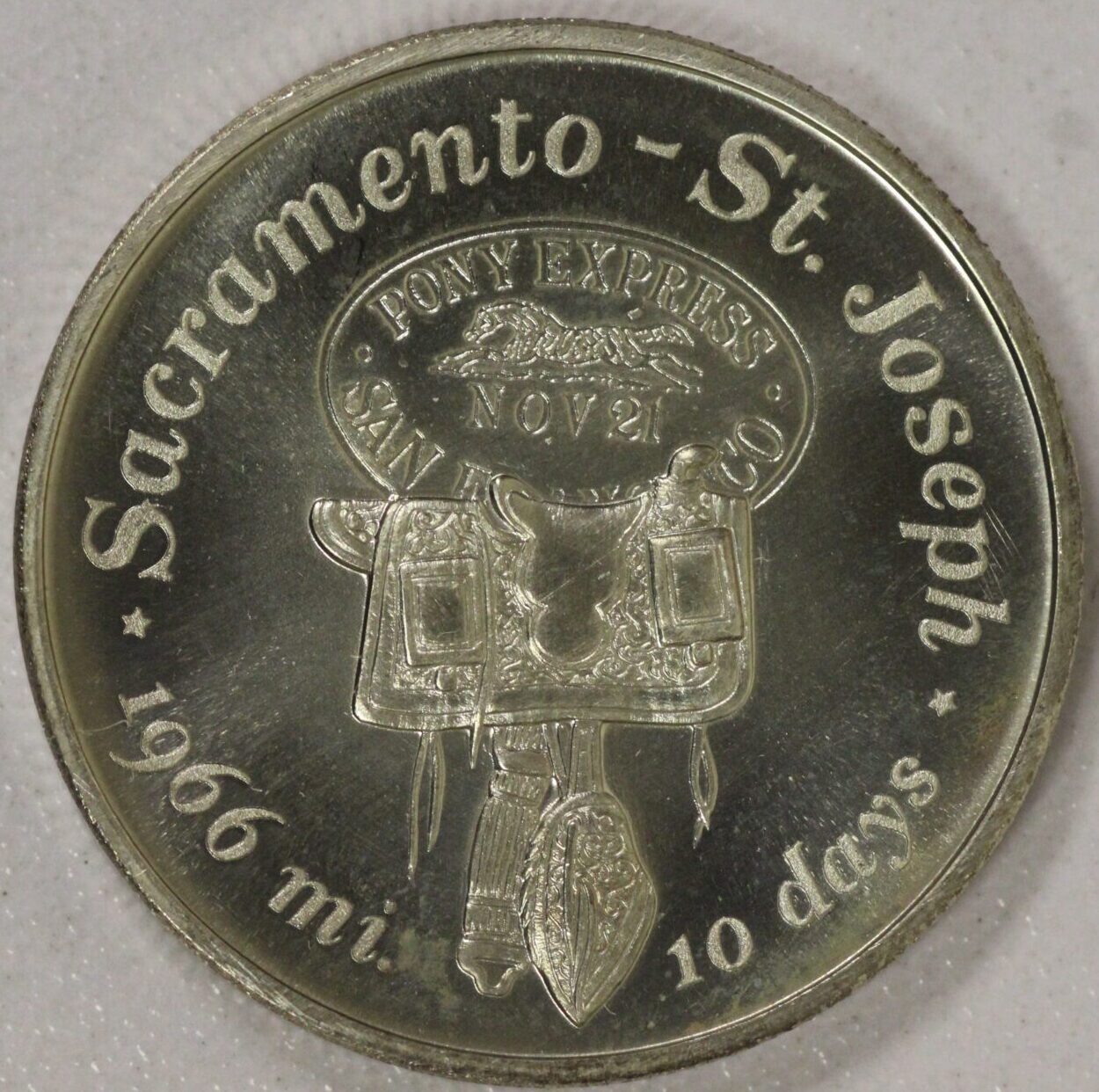 1960 Pony Express Centennial Heraldic Art Medal Silver - Image 2