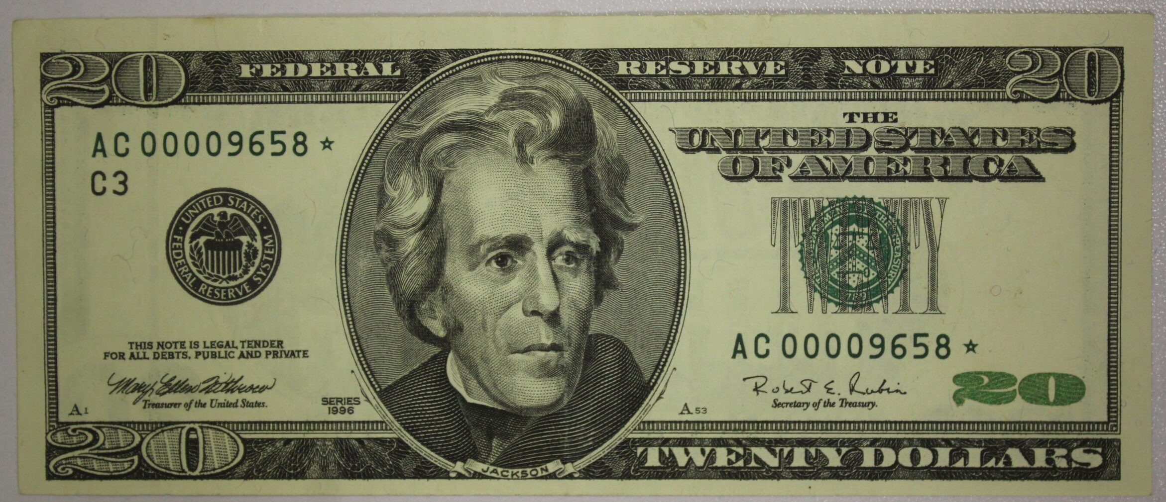 AUCTION- Series 1996 20 Dollar Federal Reserve Note Low Serial Number & STAR XF-AU