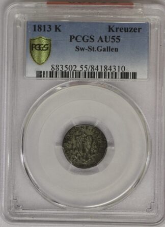 Auction - 1813 K Swiss Cantons St Gallen Kreuzer PCGS AU55