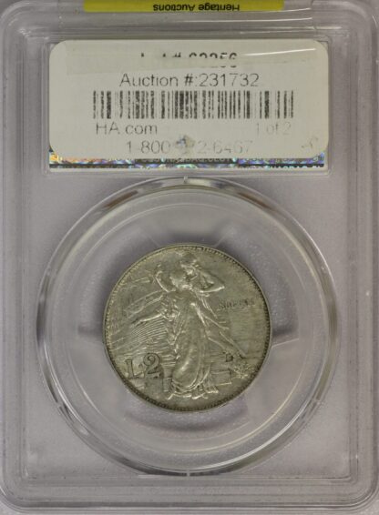 Auction – 1911 R Italy Silver 2 Lire – Victor Emmanuel III