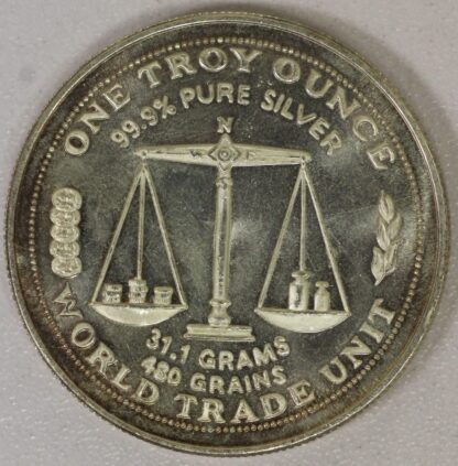 Auction – 1986 World Trade Unit Vintage Silver Round – 1 OZ .999