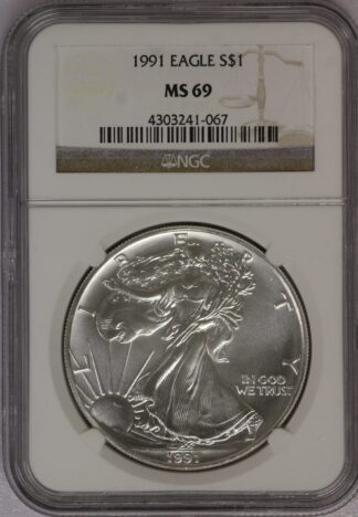 1991 American Silver Eagle NGC MS69