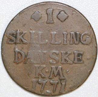 AUCTION-   1771 One Skilling Denmark Copper