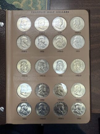 1948 - 1963 Franklin Half Dollar Complete 35 Coins In Dansco Album Cleaned Coins #1