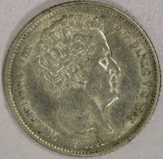 1842-FK//FF Denmark 32 Rigsbankskilling Silver High Grade