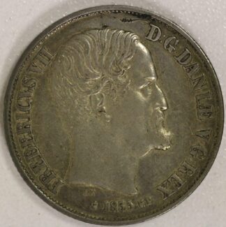 1855 FK//FF Denmark 1 Rigsdaler Silver High Grade