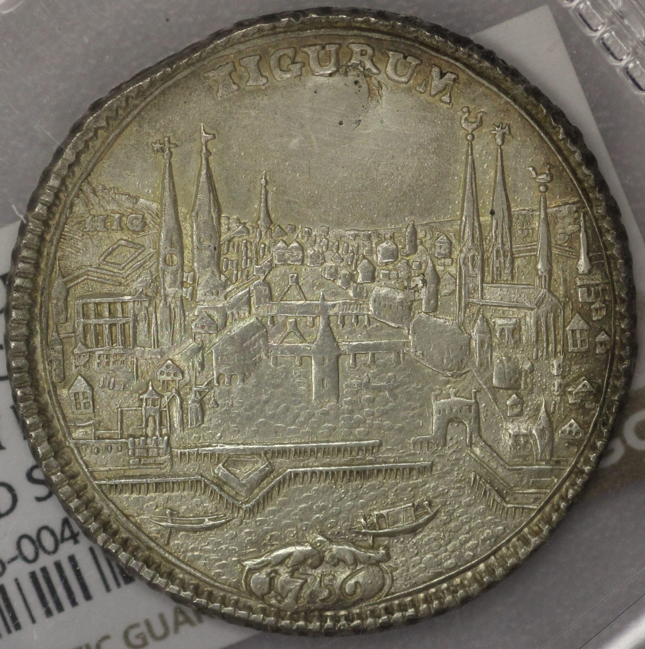 Auction - 1756 Switzerland 1/2 Taler Zurich - City View Altered Surface