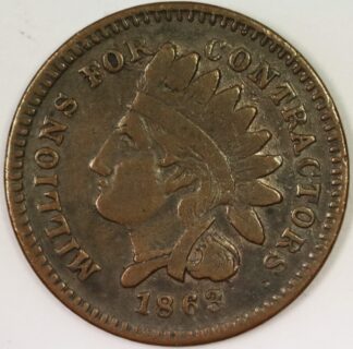 Auction - 1863 Civil War Token Indian Not One Cent For The Widows