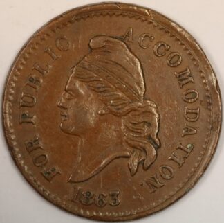 Auction - 1863 Civil War Merchant Token Liberty J. Mahnken NY