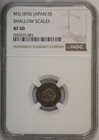 (1) Auction - M3 (1870) Japan 5s Shallow Scales XF40 NGC