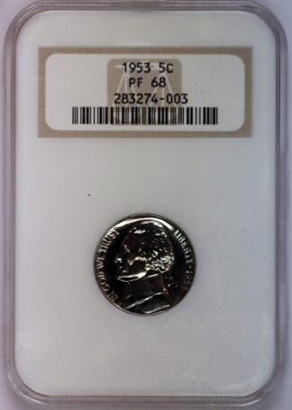 Auction - 1953 Jefferson Nickel PF68 NGC