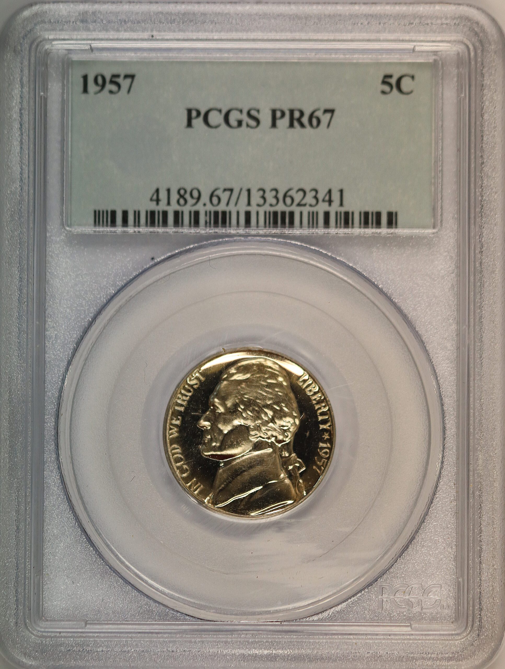 Auction - 1957 Jefferson Nickel PF67 PCGS
