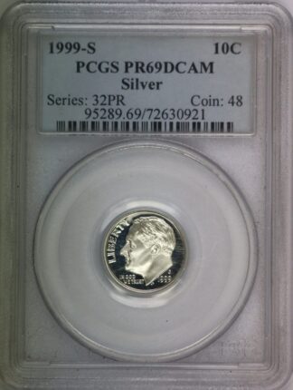 Auction - 1999 S Roosevelt Dime 90% Silver PR69 DCAM PCGS