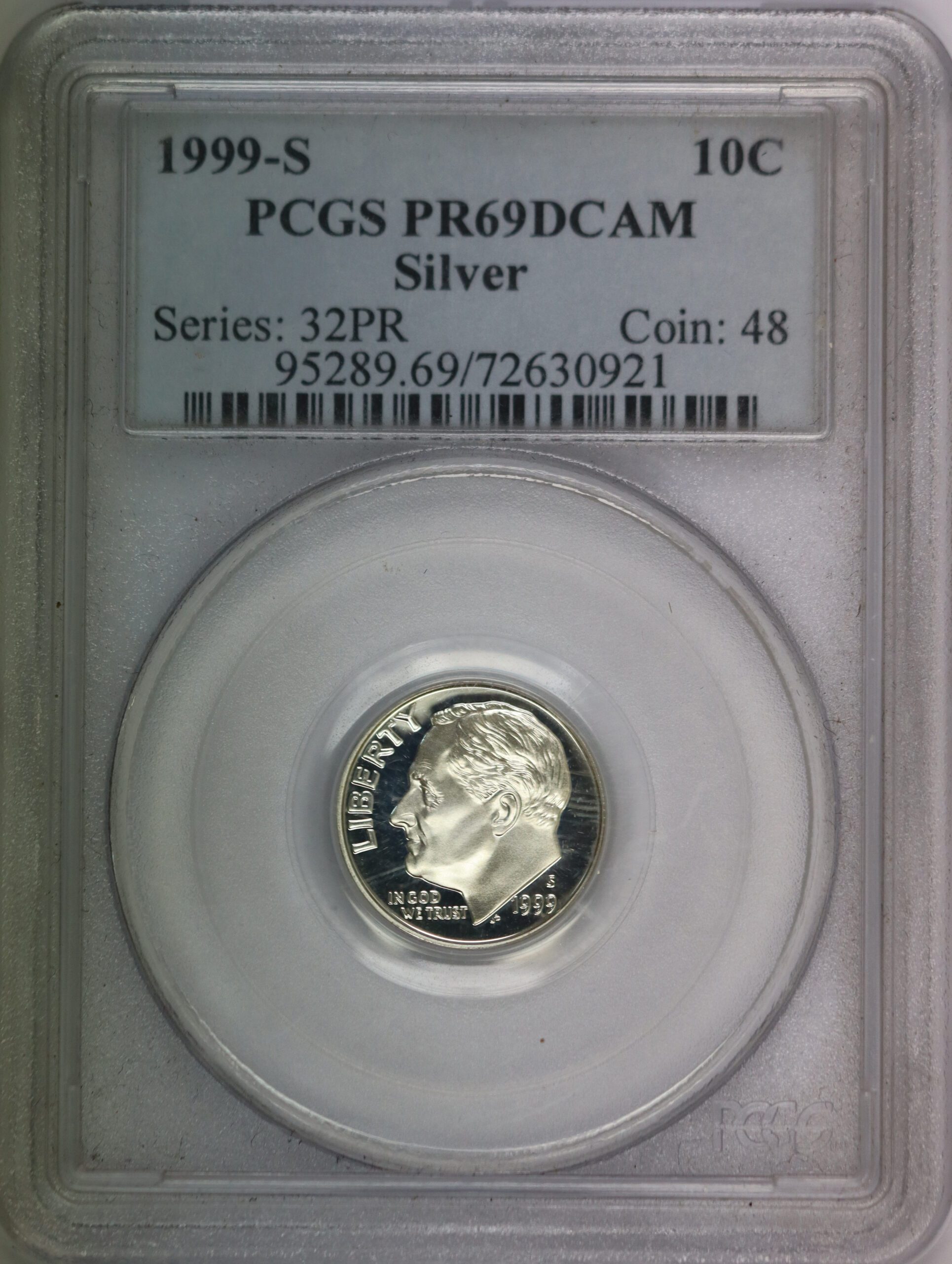 Auction - 1999 S Roosevelt Dime 90% Silver PR69 DCAM PCGS