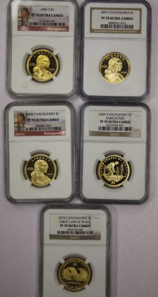 Auction - 2006-2010 Sacagawea Proof Dollars - 5 Coin Set - NGC PF70 Ultra Cameo