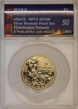 Auction - 2018 S Jim Thorpe Dollar Reverse Proof RP70 DCAM ANACS
