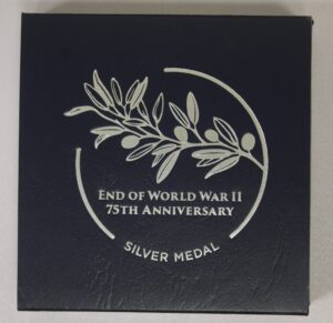 2020 End of World War 2 75th Anniversary Silver Medal OGP - One OZ .999 Fine Silver