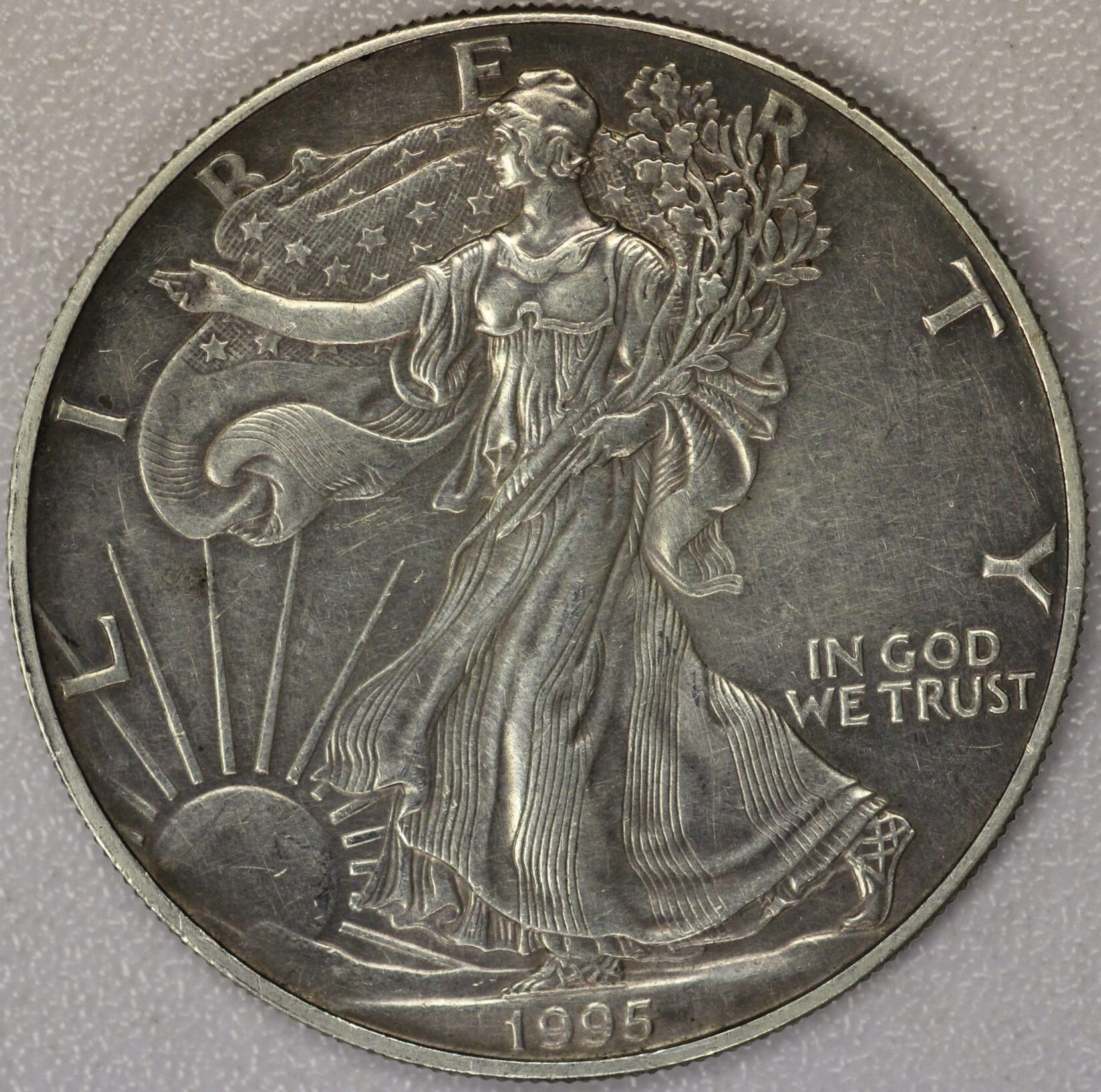 AUCTION- 1995 American Silver Eagle Toned
