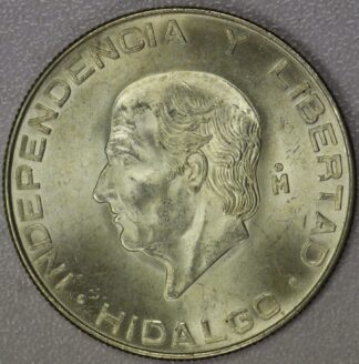 1955 Mexico Five Pesos Independence Silver Crown