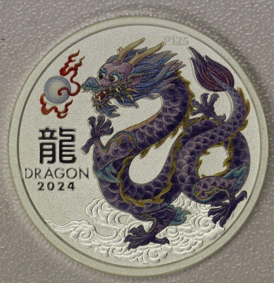 AUCTION- 2024 Australia 50 Cents Colorized Dragon 1/2 Ounce .9999 Silver - Image 2