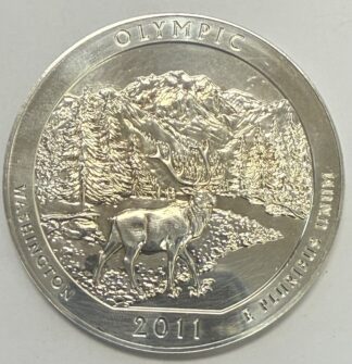 Auction - 2011 Washington 5 oz Silver Quarter Olympic Washington Cleaned