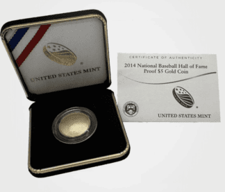 2014 W Baseball Hall Of Fame $5 Gold Commemorative OGP UNC