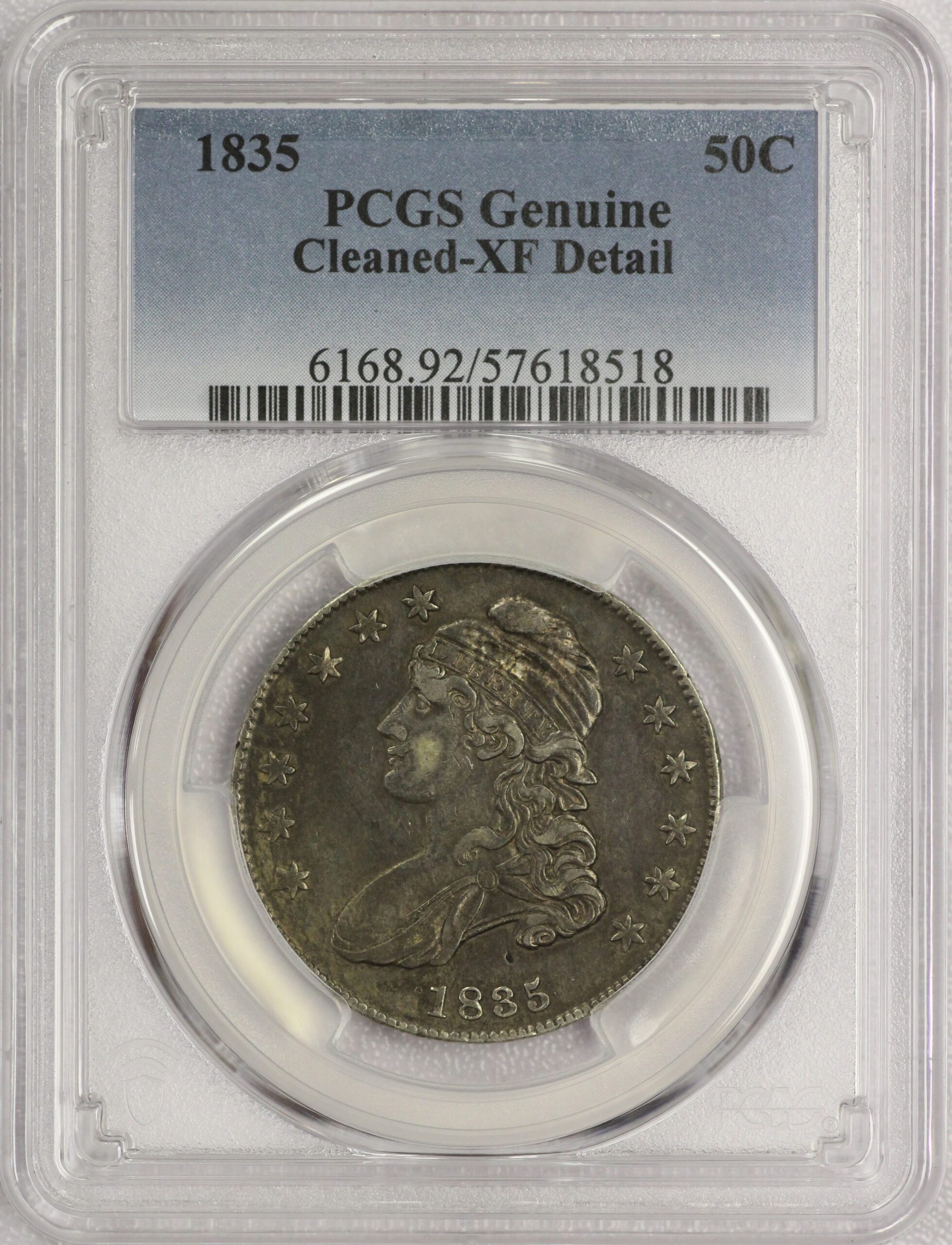Auction - 1835 Capped Bust Half XF Cleaned PCGS
