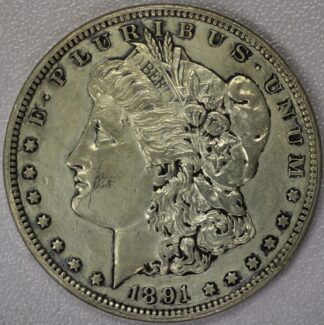 Auction - 1891 CC Morgan Dollar AU Cleaned *Old Belt Buckle Coin