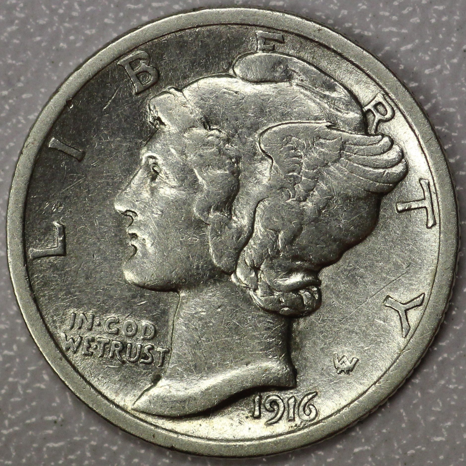 Auction - 1916 (P) Mercury Dime Cleaned *Typo Fixed Not A "S"