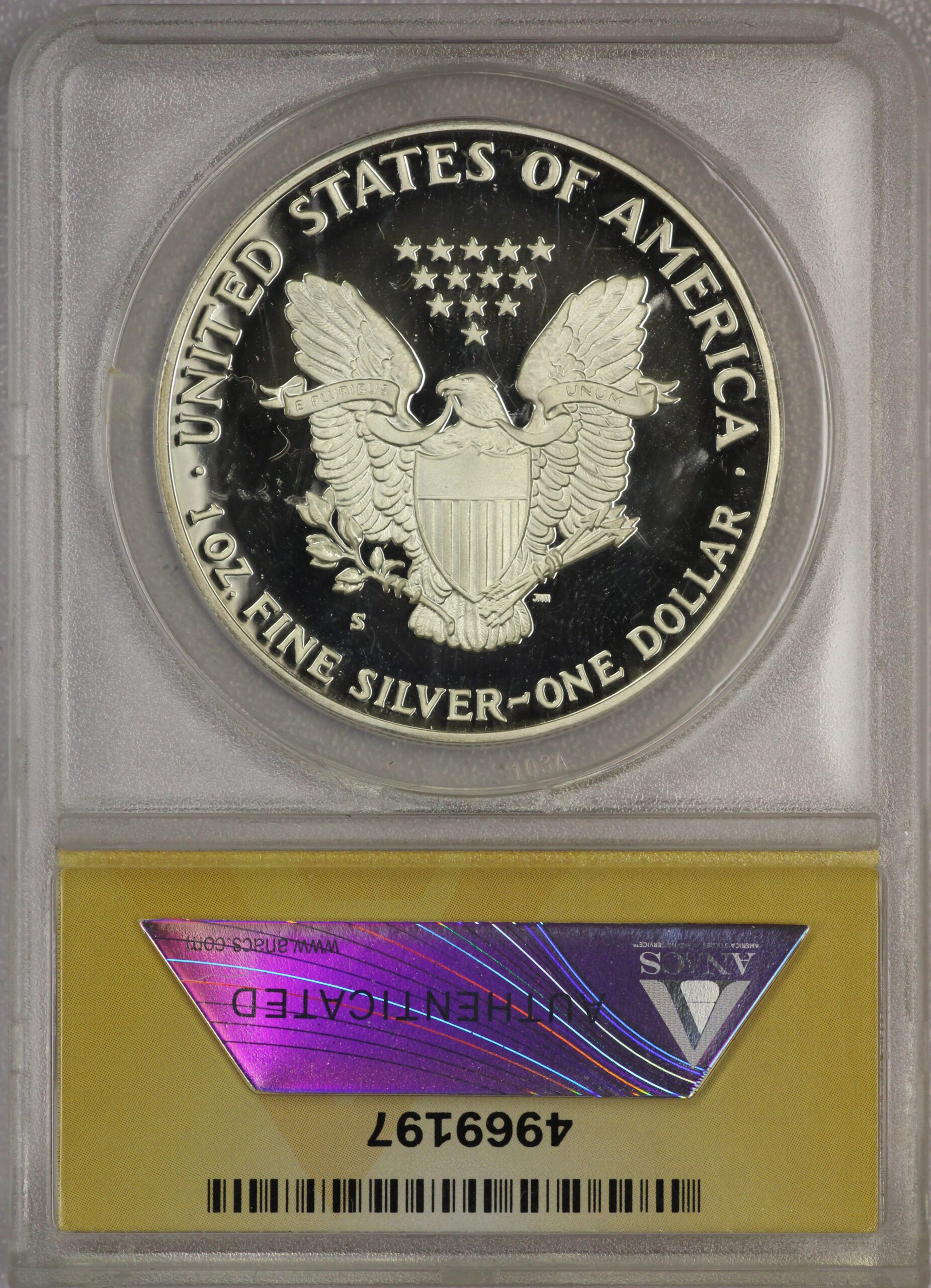 Auction - 1986 S Proof Silver Eagle PF65 ANACS - Image 3