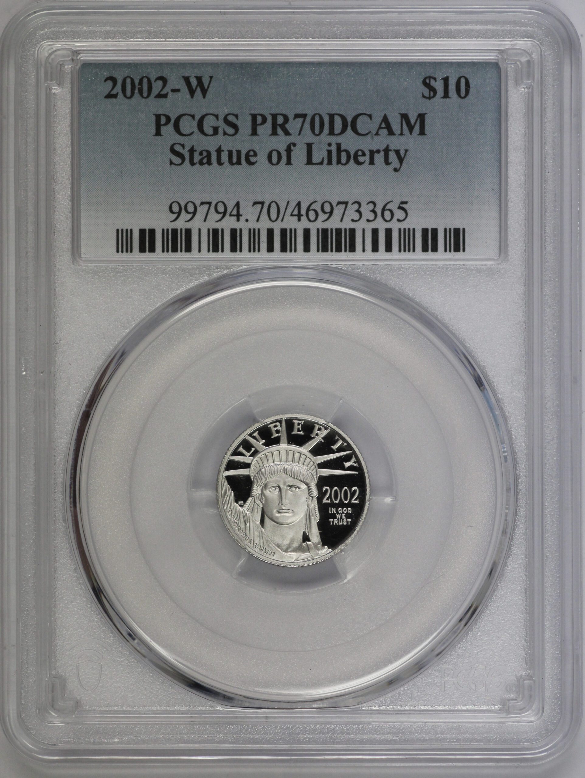 2002 W Platinum Eagle $10 PR70 DCAM PCGS Mintage 12,365