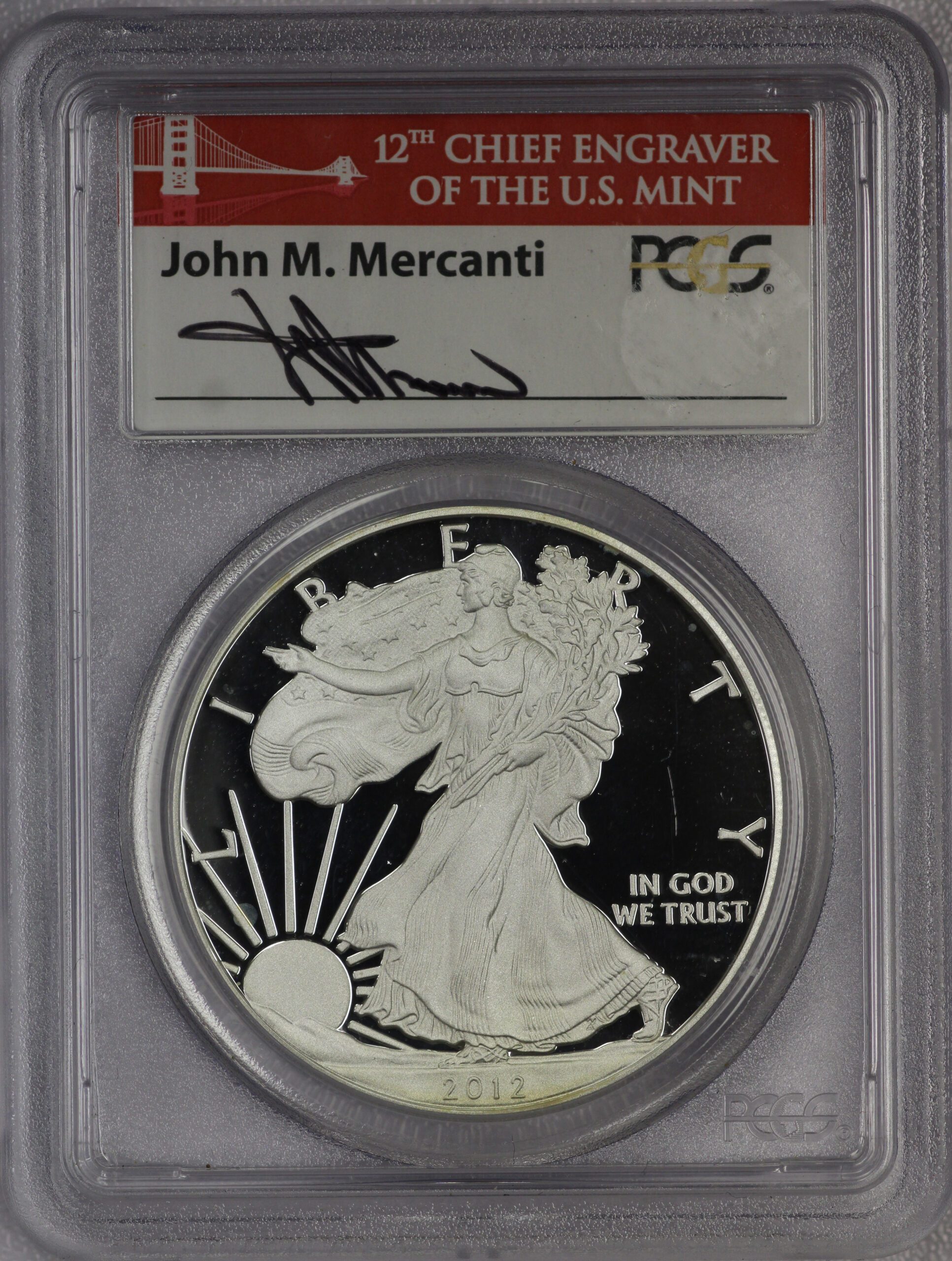 Auction - 2012 S 2 Coin Silver Eagle Set - Rev Proof/DCAM Mercanti Label PR69 PCGS - Image 2