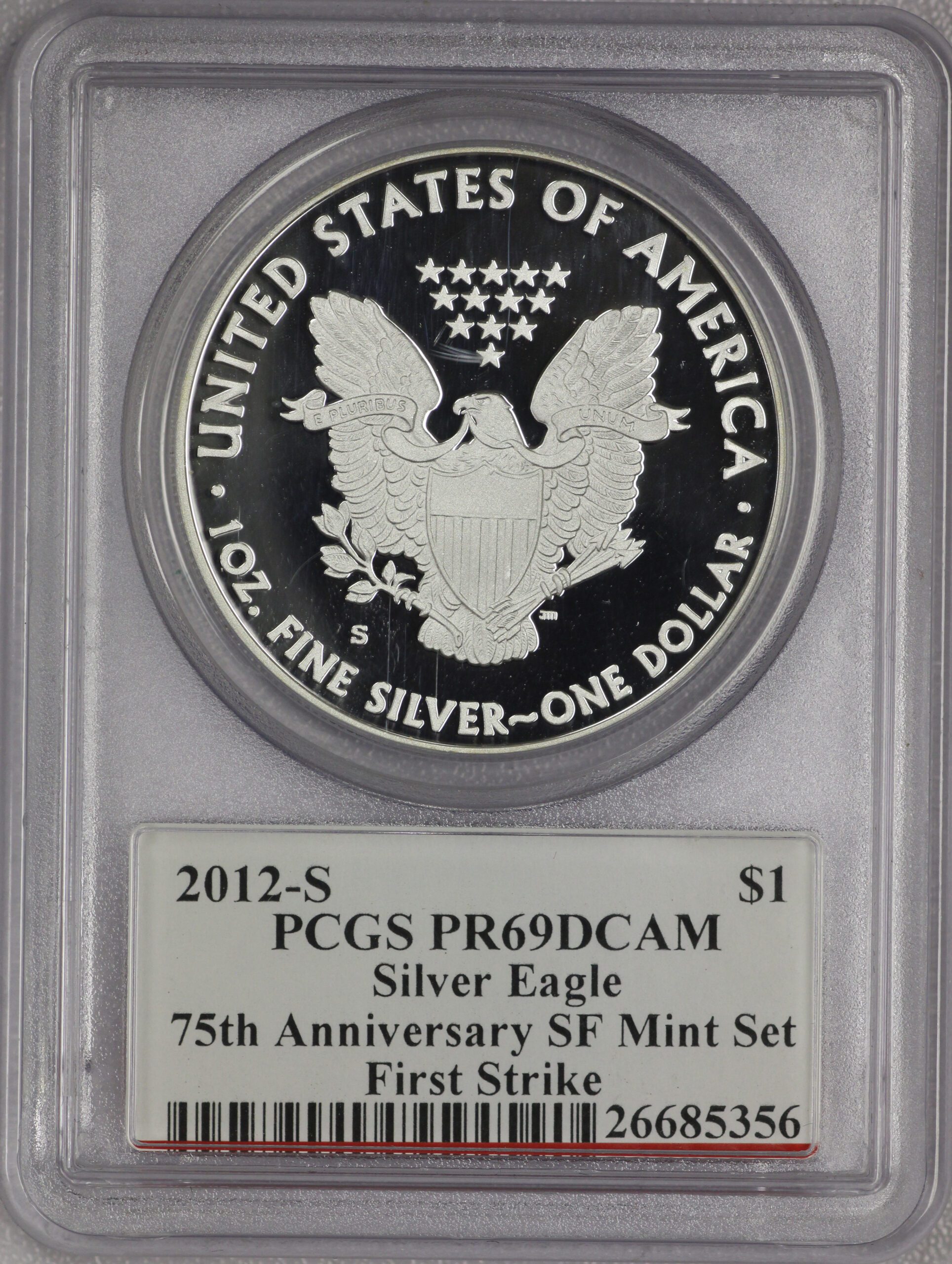Auction - 2012 S 2 Coin Silver Eagle Set - Rev Proof/DCAM Mercanti Label PR69 PCGS - Image 4