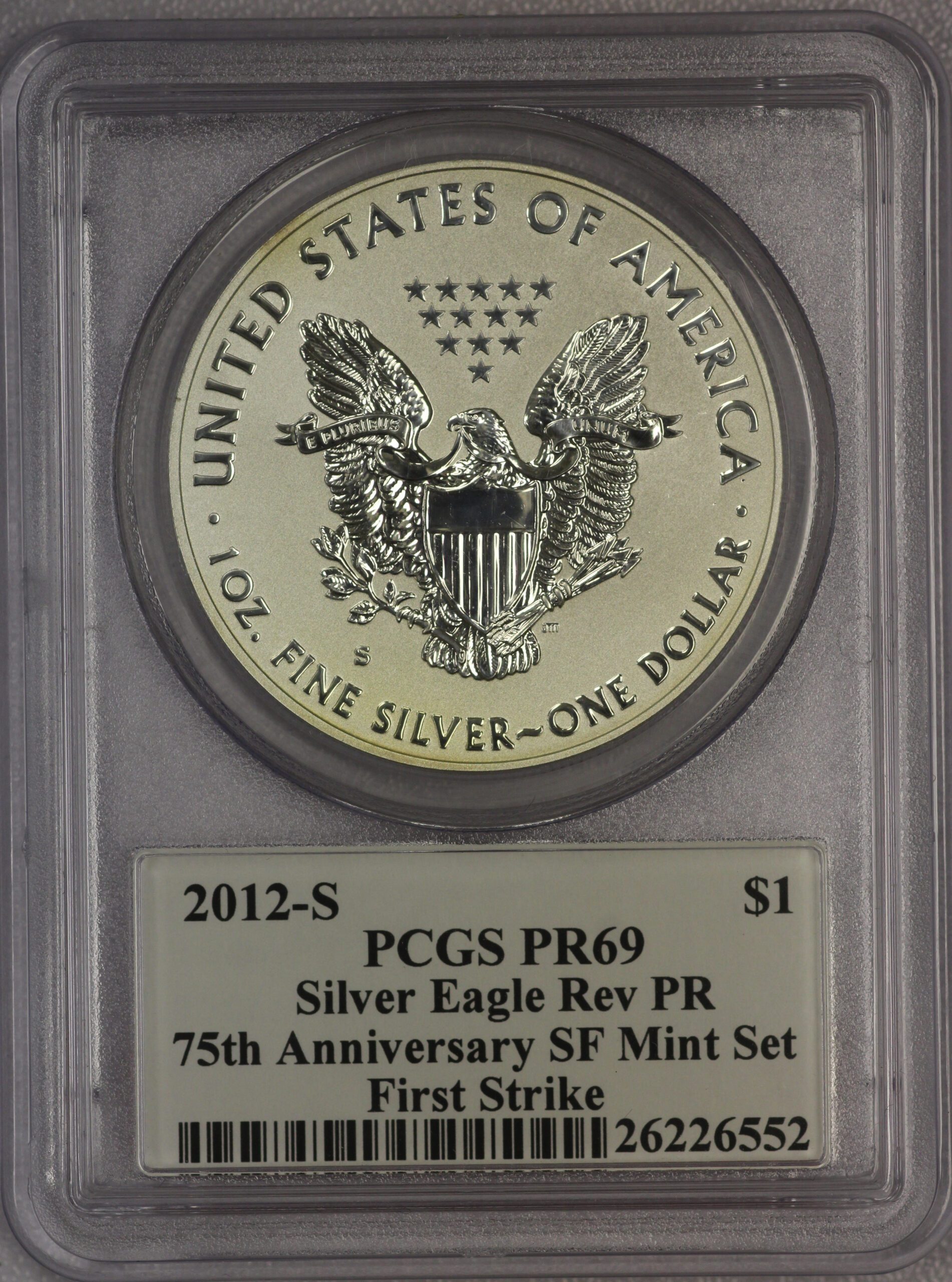 Auction - 2012 S 2 Coin Silver Eagle Set - Rev Proof/DCAM Mercanti Label PR69 PCGS - Image 5