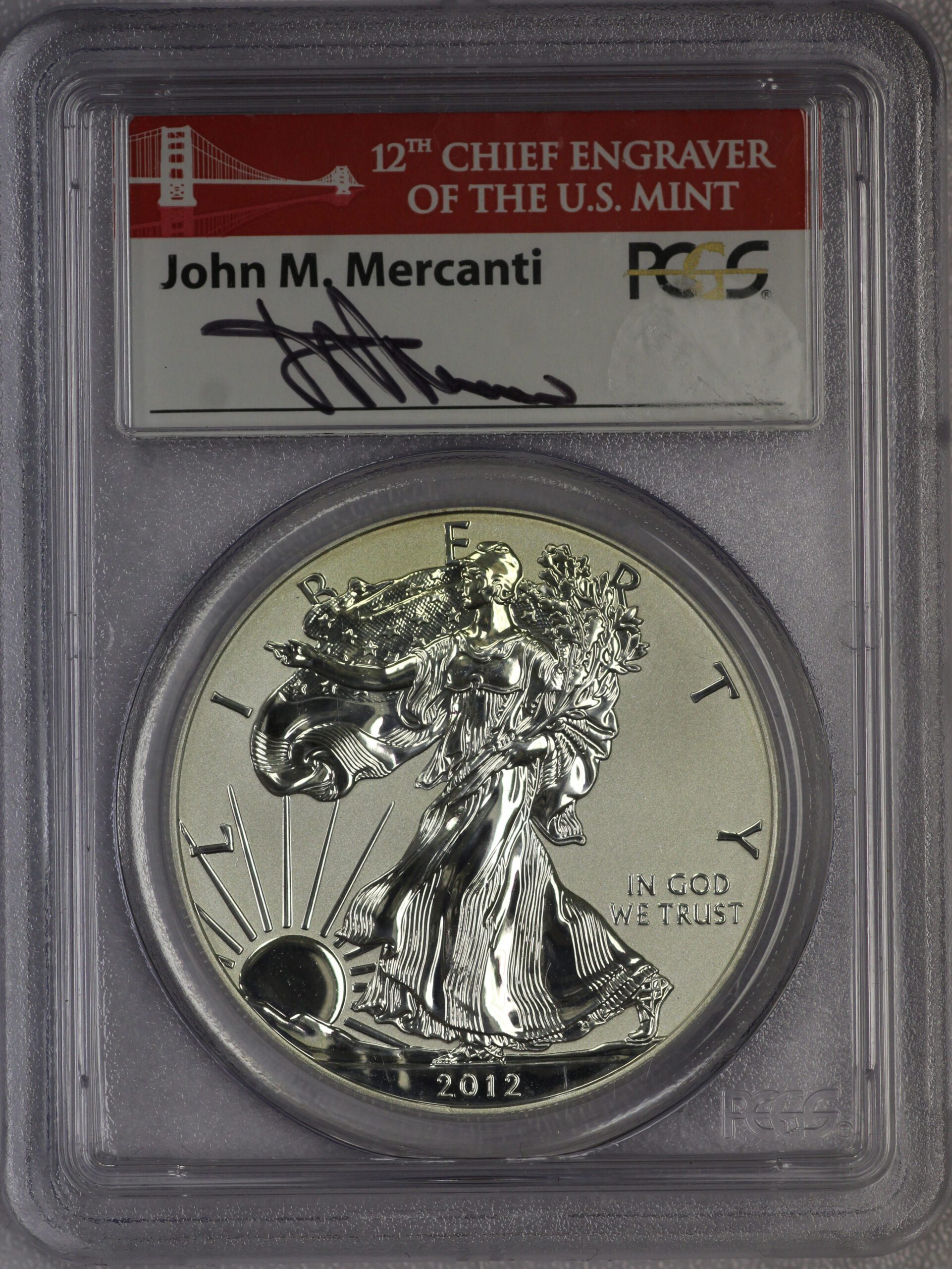 Auction - 2012 S 2 Coin Silver Eagle Set - Rev Proof/DCAM Mercanti Label PR69 PCGS