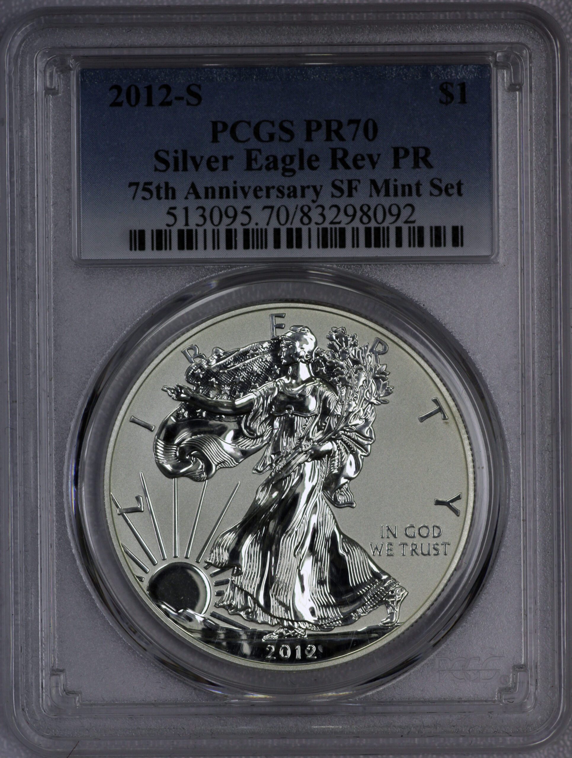 2012 S Silver Eagle Rev Proof PCGS PR70 75th Anniv. Set