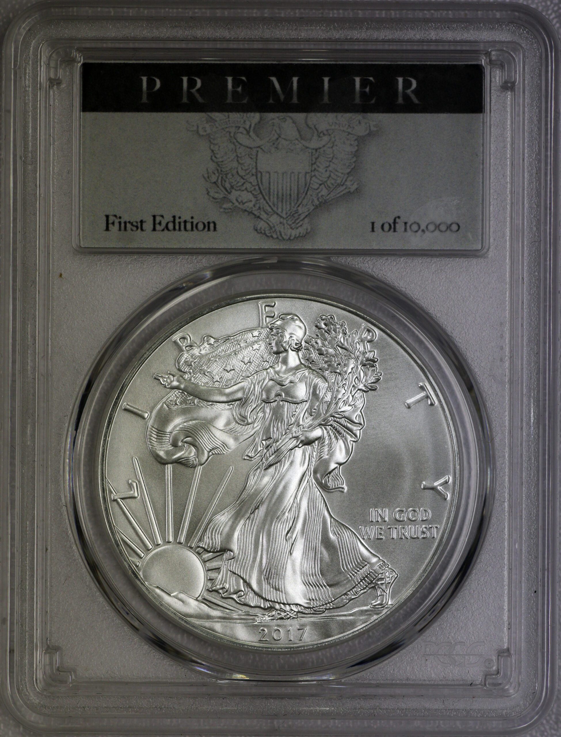 2017 Silver Eagle MS70 PCGS Premiere Holder Cert #6222263 First Edition 1 of 10,000
