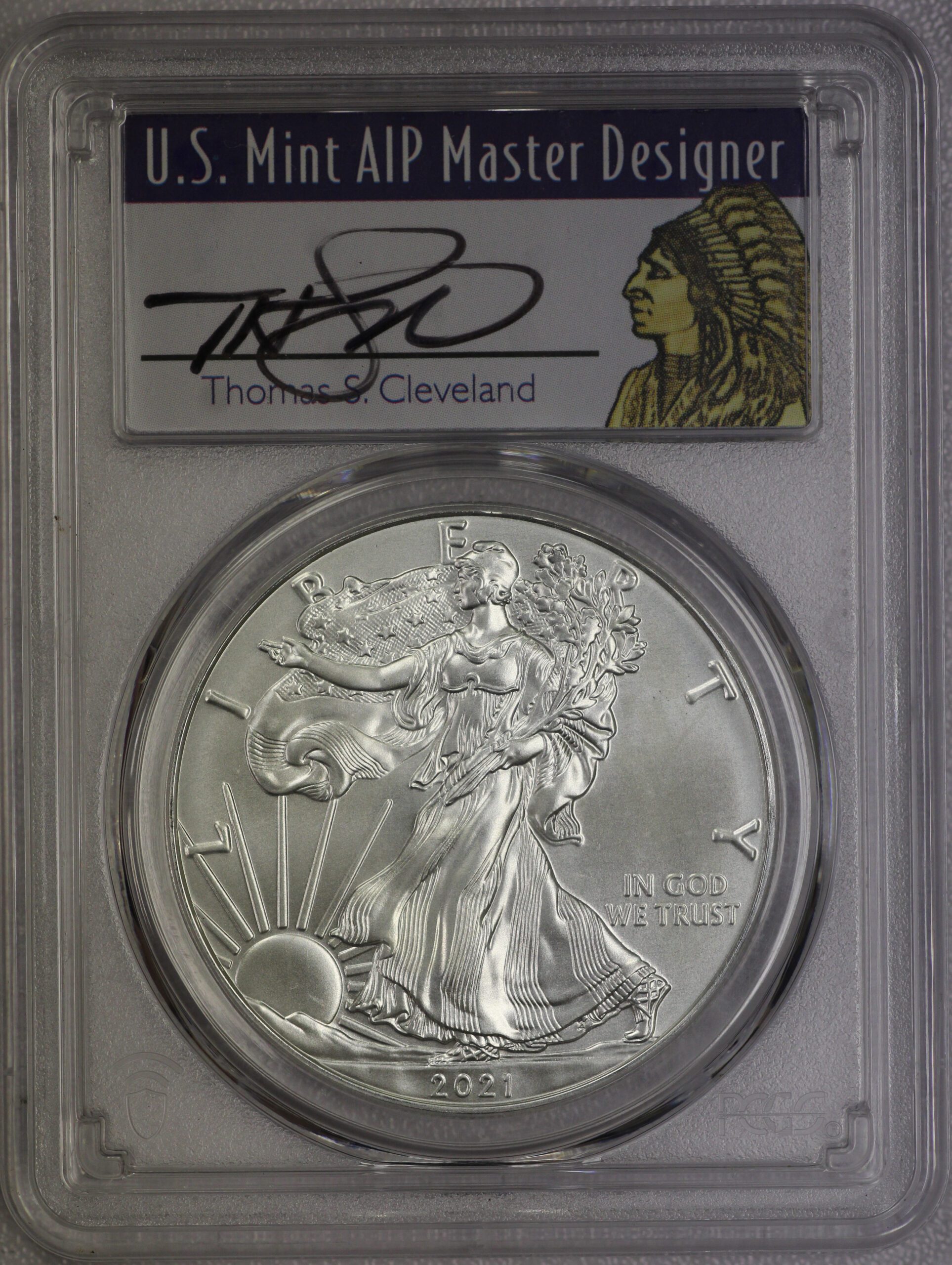 2021 Silver Eagle MS70 PCGS First Strike Cleveland Signature Label 1 of 1,000 Type 1 Cert 42775338