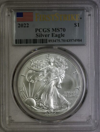 2022 Silver Eagle Flag Label MS70 PCGS First Strike – Portsmouth