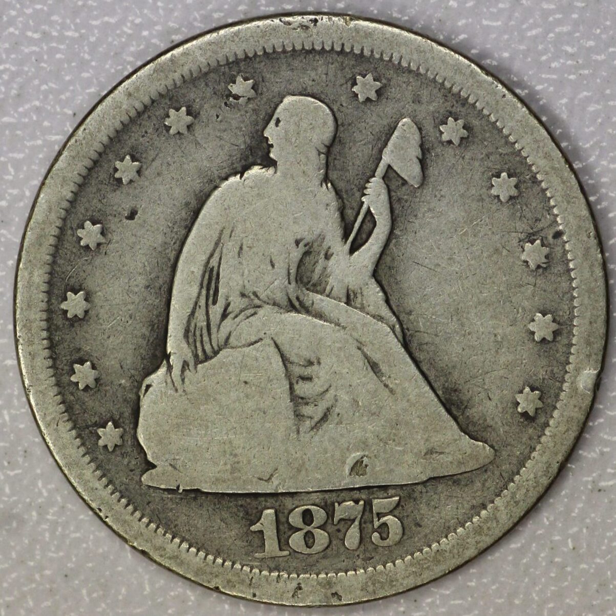 AUCTION- 1875-S Twenty Cent Piece Circulated