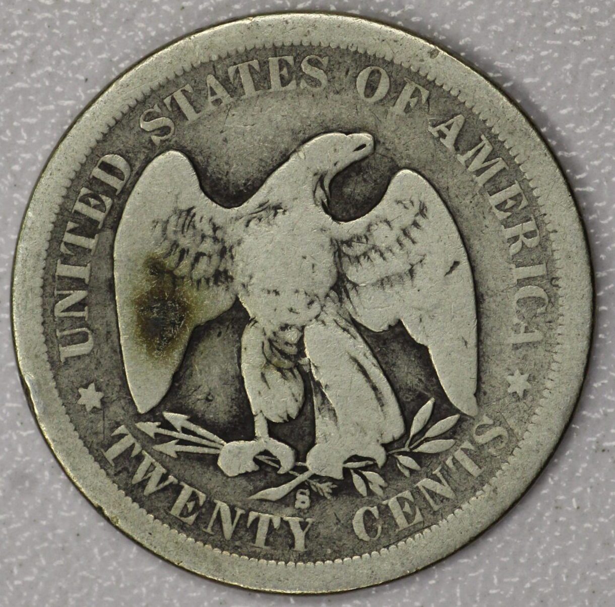 AUCTION- 1875-S Twenty Cent Piece Circulated - Image 2