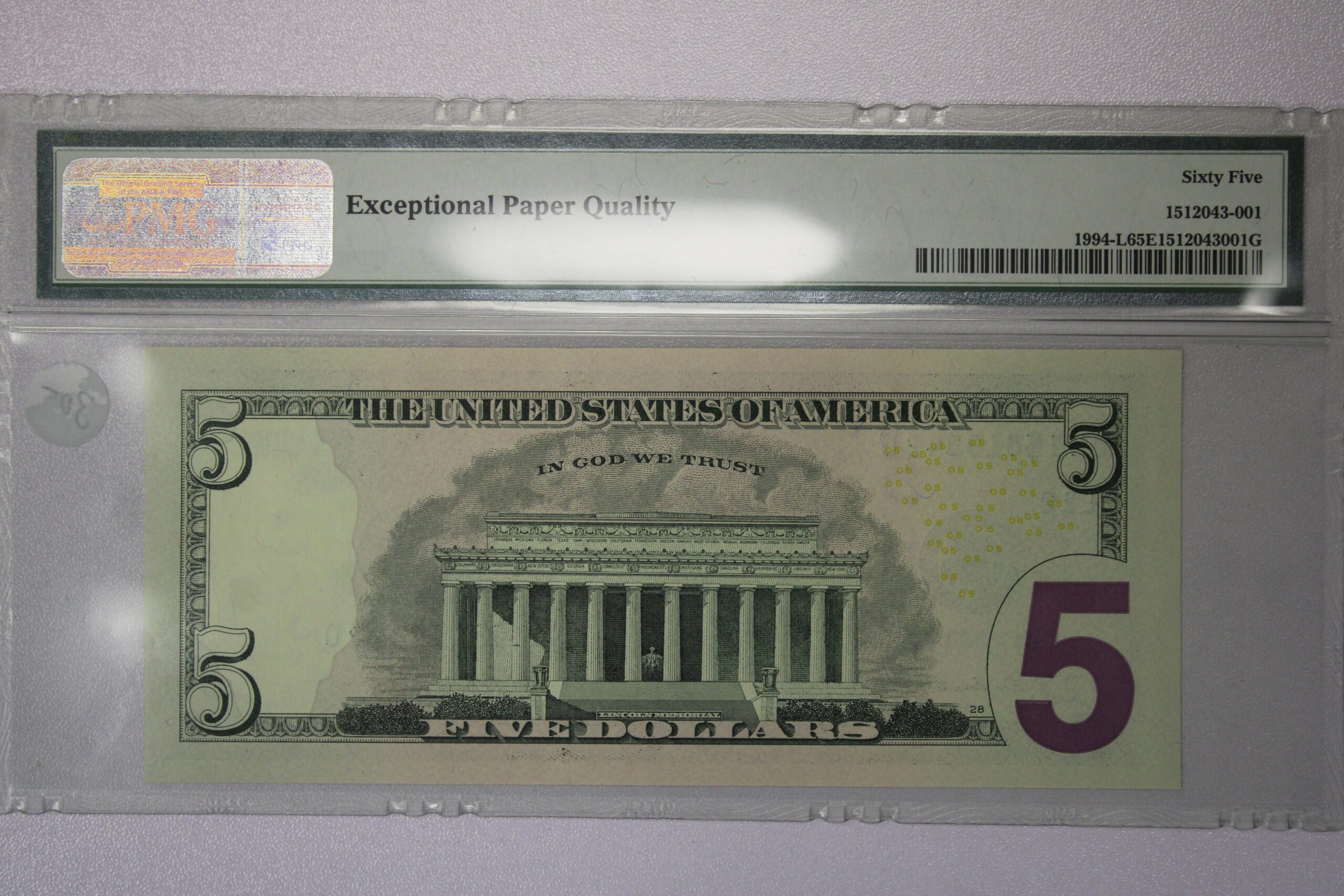 2009 $5 Fr. #1994-L (JLD Block) S/S JL15019342D MS65 EPQ PCGS - Image 2