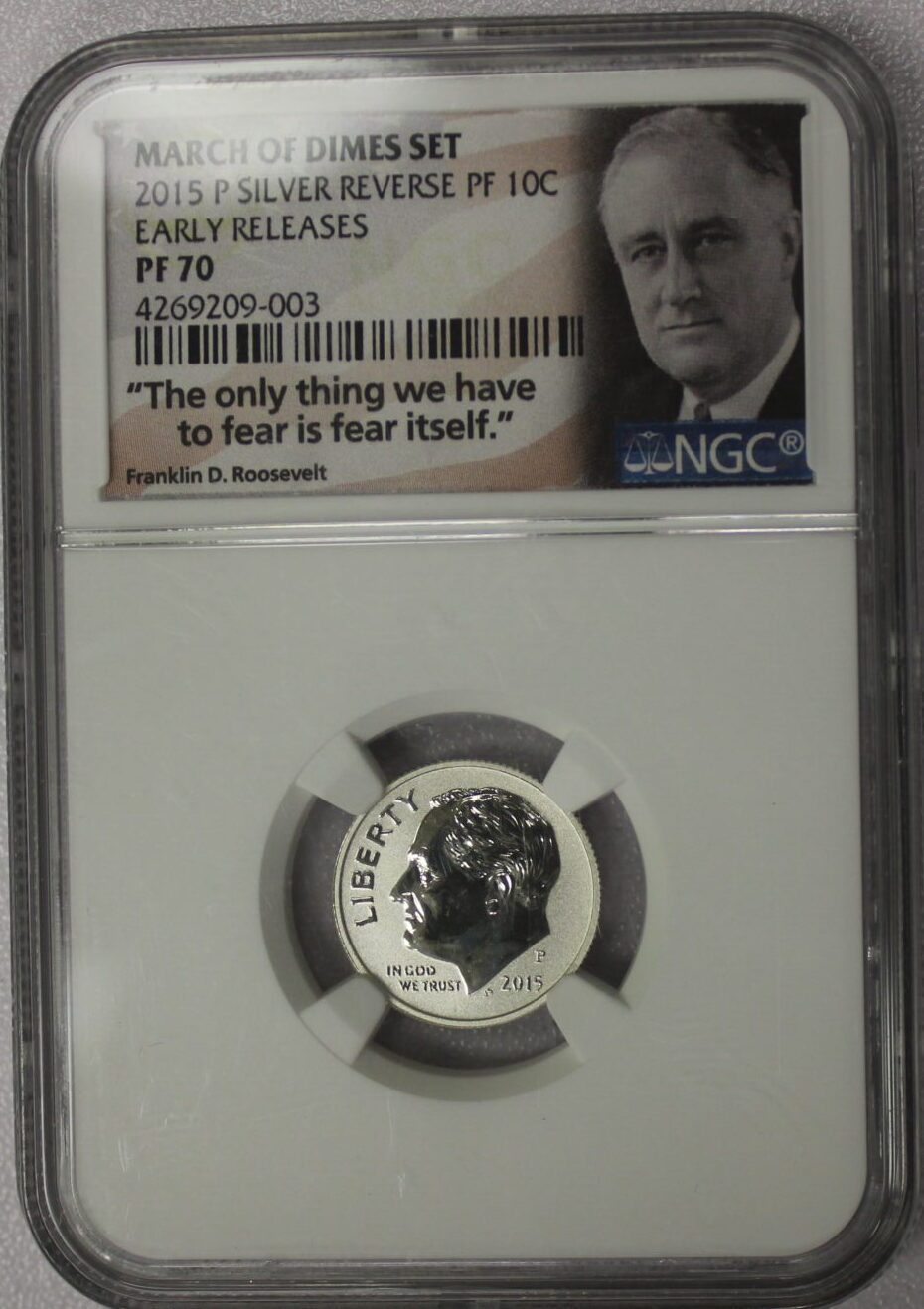AUCTION- 2015-P Roosevelt Silver March of Dimes Set Early Releases Reverse Proof NGC PF70