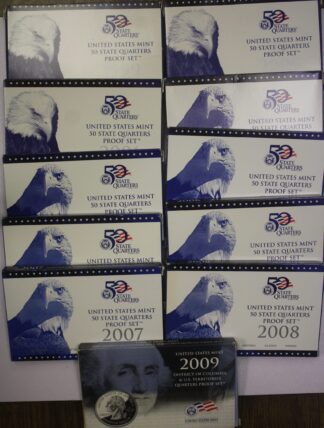 Auction - 1999-2009 Proof State Quarters Total of 11 Sets in OGP BUNDLE