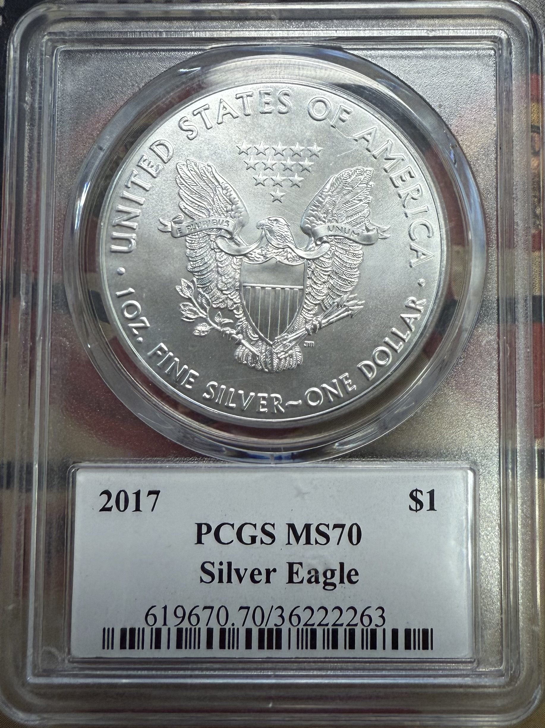 2017 Silver Eagle MS70 PCGS Premiere Holder Cert #6222263 First Edition 1 of 10,000 - Image 3