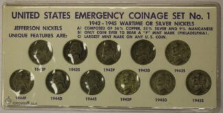 AUCTION-   1942-1945 United States Silver Jefferson Nickel Set (War Nickels) In Cardboard Holder