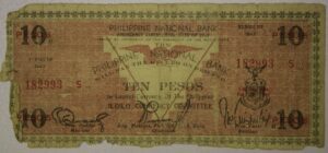 1943 Philippines Emergency Currency Ten Pesos Iloilo Currency Committee